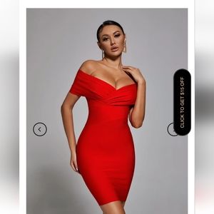 Mini red body control dress